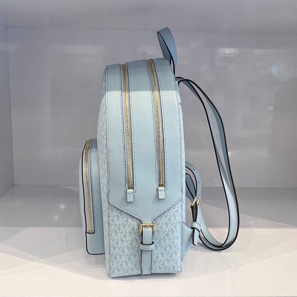 Michael Kors Jaycee Large Backpack MK Blue Pale Ocean - Picture 3 of 8